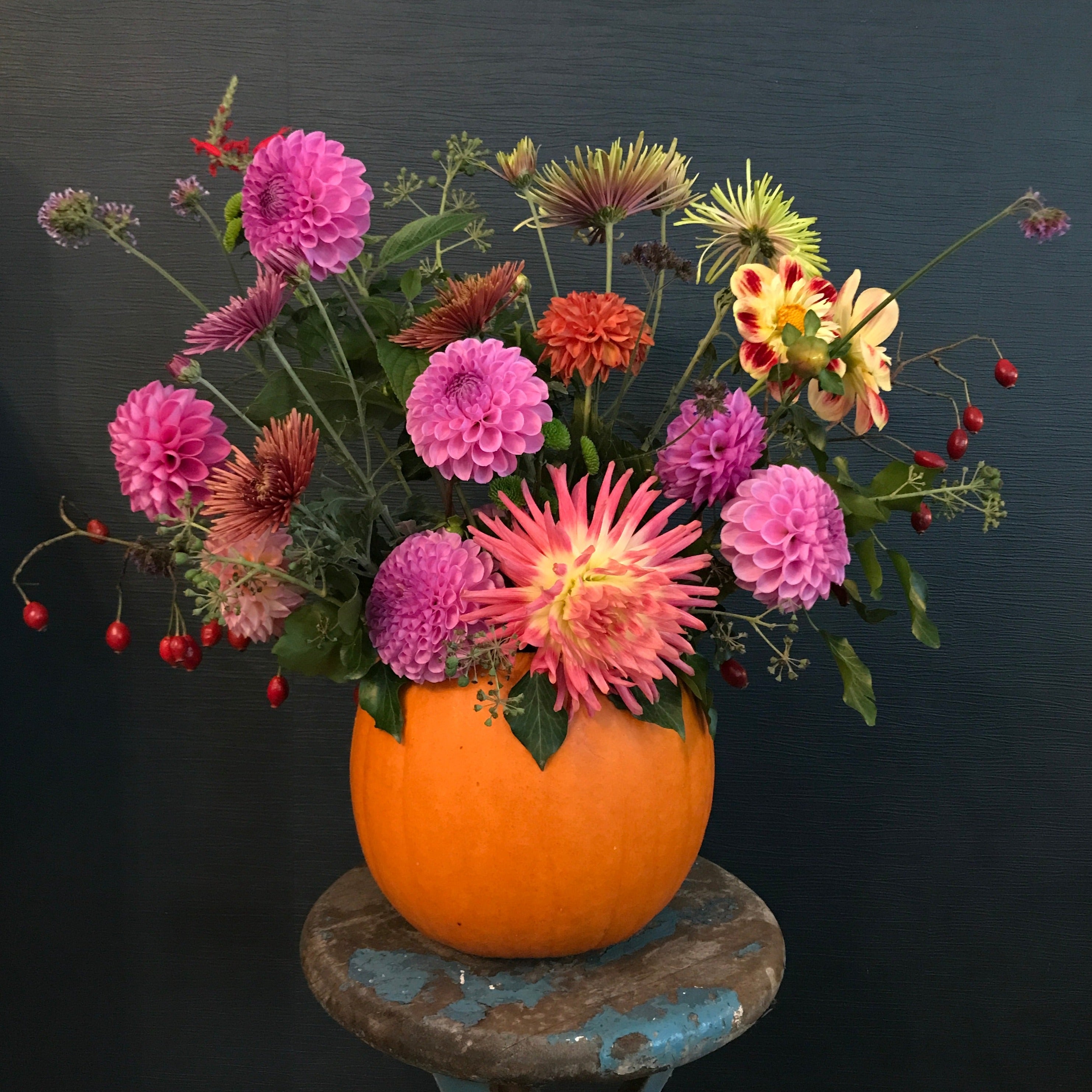 Pumpkin Flower Vase Cottage Flowers